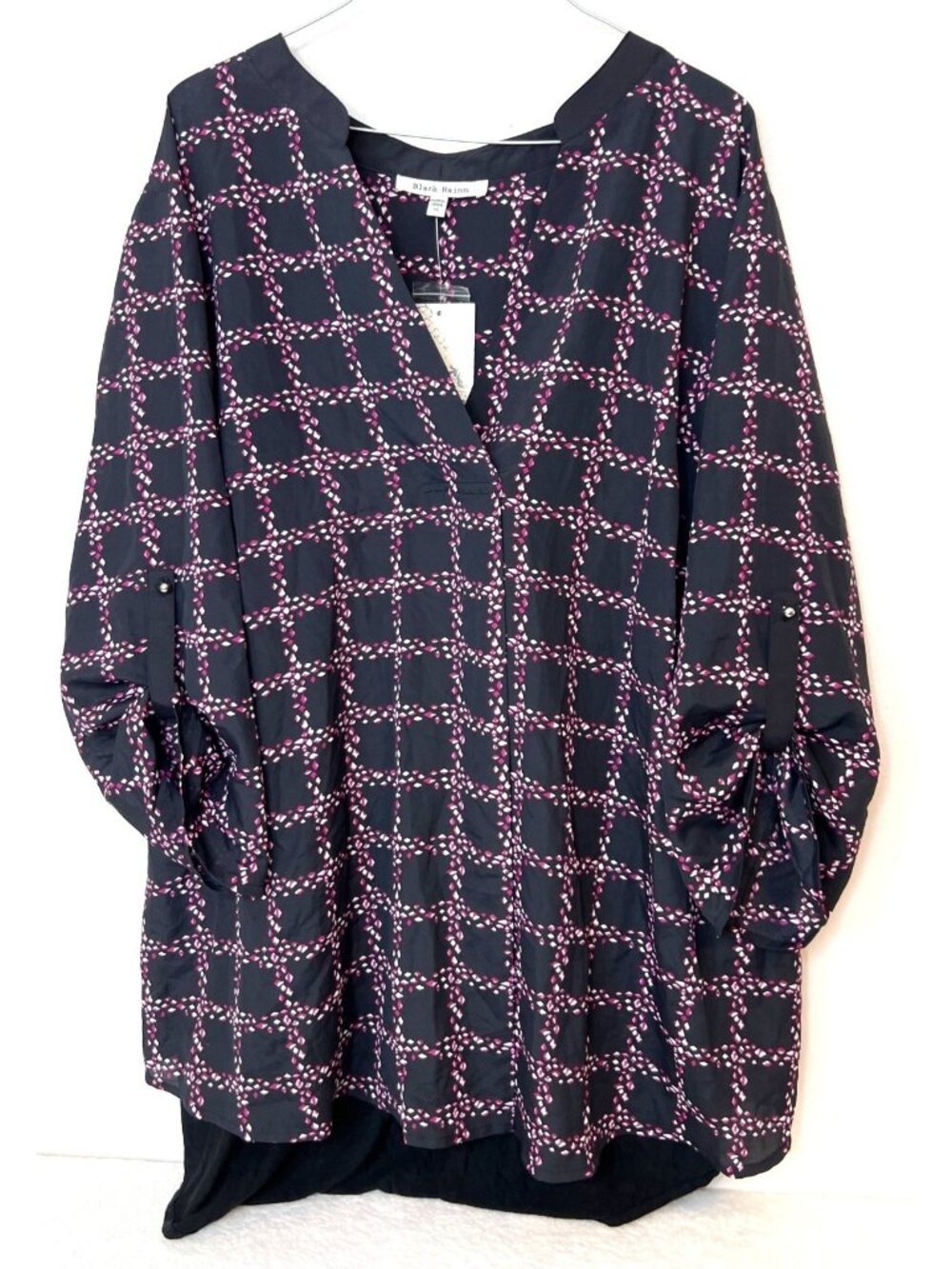 Black Rainn 2X Blouse Top Back Black Panel Professional Career Plus Size Womans